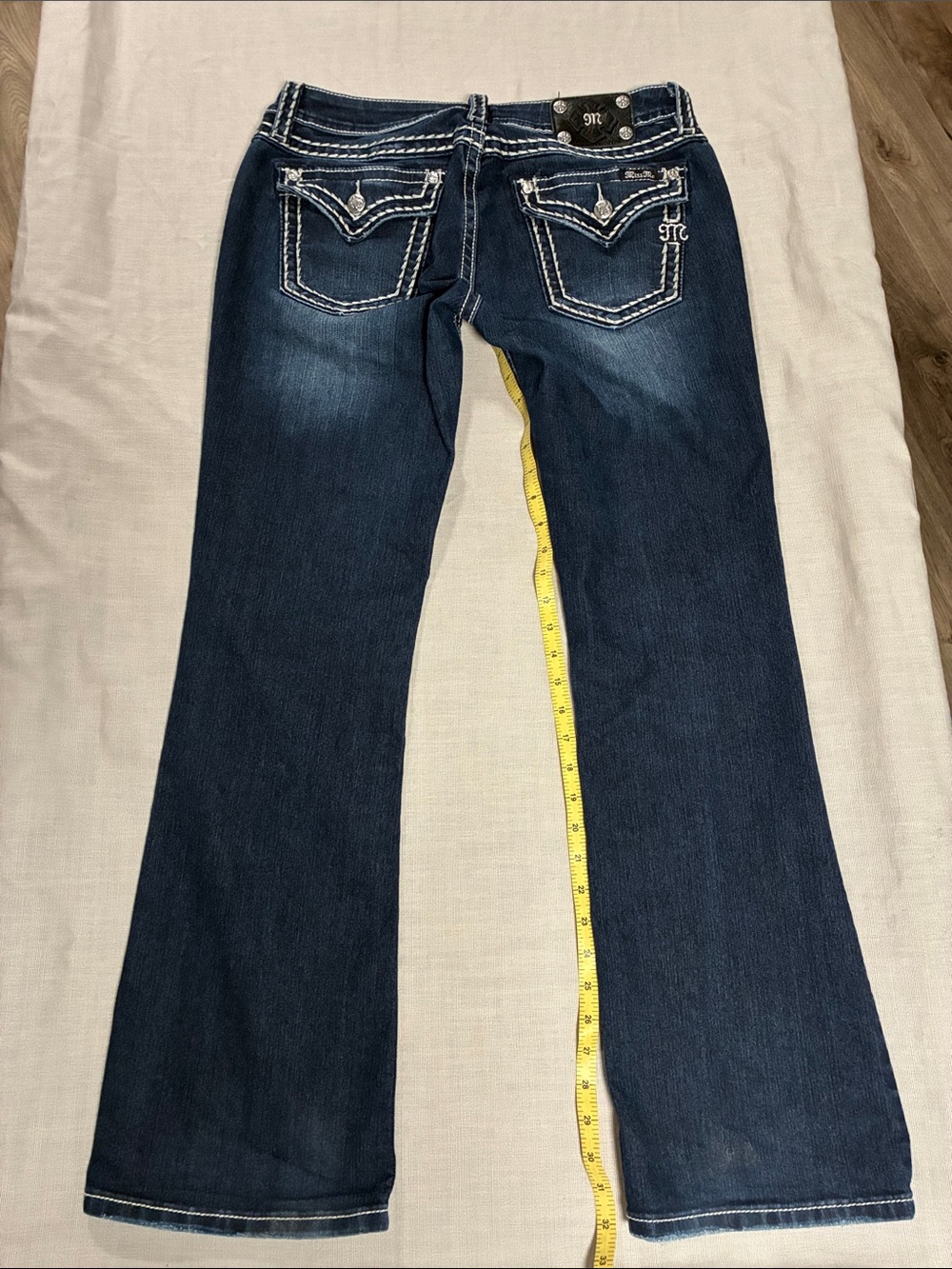 Miss Me Signature Boot Saddle Stitch Bootcut Women’s Jeans, Size 31/32
